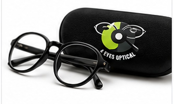 Glasses beside a protective glasses case