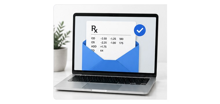 Send prescription via email to 4 Eyes Optical