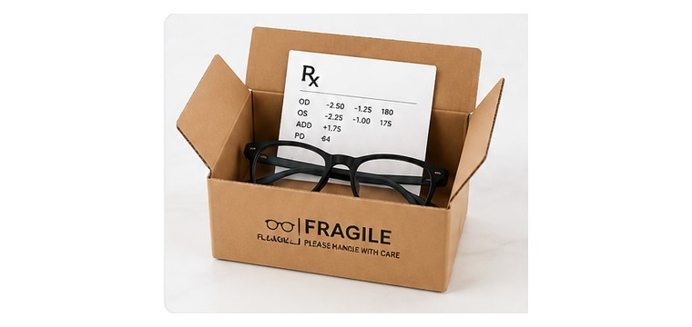Send prescription with glasses frame to 4 Eyes Optical